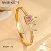 Wholesale Women's Stainless Steel Geometric Square Zircon Emerald Bracelet With Electroplating
