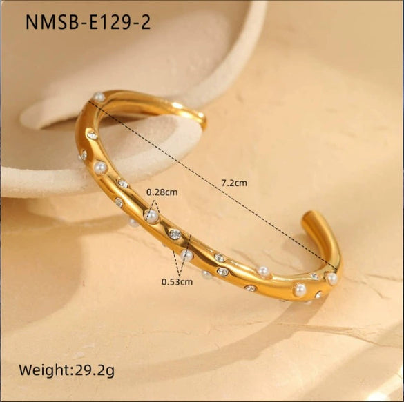 Wholesale Women's Stainless Steel Geometric Square Zircon Emerald Bracelet With Electroplating