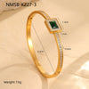 Wholesale Women's Stainless Steel Geometric Square Zircon Emerald Bracelet With Electroplating
