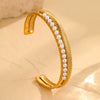 Wholesale Women's Stainless Steel Geometric Square Zircon Emerald Bracelet With Electroplating