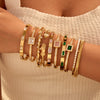 Wholesale Women's Stainless Steel Geometric Square Zircon Emerald Bracelet With Electroplating