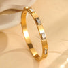 Wholesale Women's Stainless Steel Geometric Square Zircon Emerald Bracelet With Electroplating