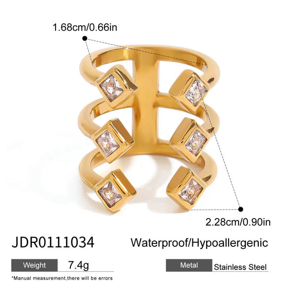 Wholesale Women's Stainless Steel Geometric Stacked Ring With Electroplating