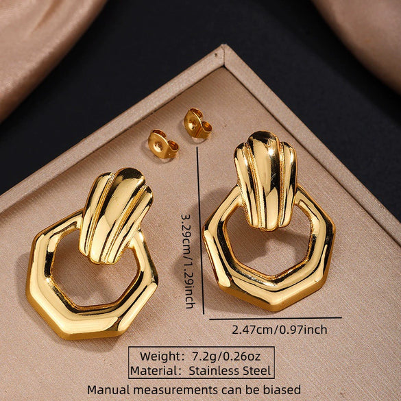 Wholesale Women's Stainless Steel Geometric Stamped Earrings Light Luxury Jewelry
