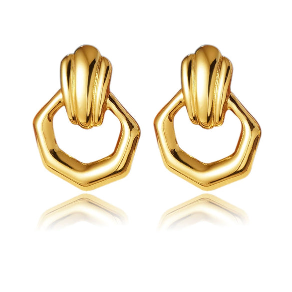 Wholesale Women's Stainless Steel Geometric Stamped Earrings Light Luxury Jewelry