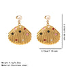 Wholesale Women's Stainless Steel Geometric Stamped Fanshaped Oil Drop Earrings