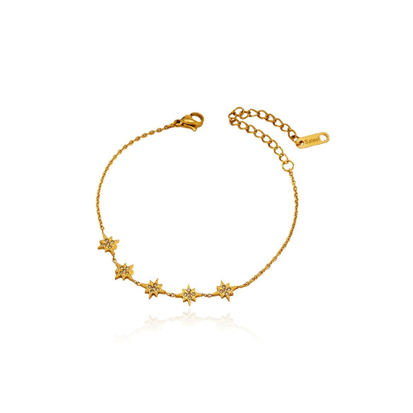 Wholesale Women's Stainless Steel Geometric Star Shape Real Gold Plated Bracelet Fashion Jewelry