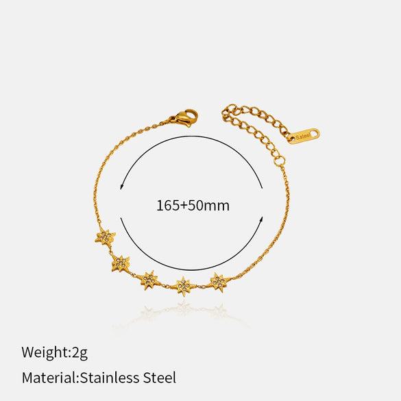 Wholesale Women's Stainless Steel Geometric Star Shape Real Gold Plated Bracelet Fashion Jewelry