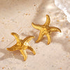 Wholesale Women's Stainless Steel Geometric Starfish Earrings With Electroplating Minimalist Style Marine Elements