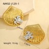 Wholesale Women's Stainless Steel Geometric Starfish Fashion Earrings With Electroplating