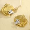 Wholesale Women's Stainless Steel Geometric Starfish Fashion Earrings With Electroplating