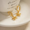 Wholesale Women's Stainless Steel Geometric Starfish Pendant Earrings With Electroplating Treatment Retro Ins Style