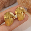 Wholesale Women's Stainless Steel Geometric Striped Cross Electroplated Earrings Light Luxury Highend