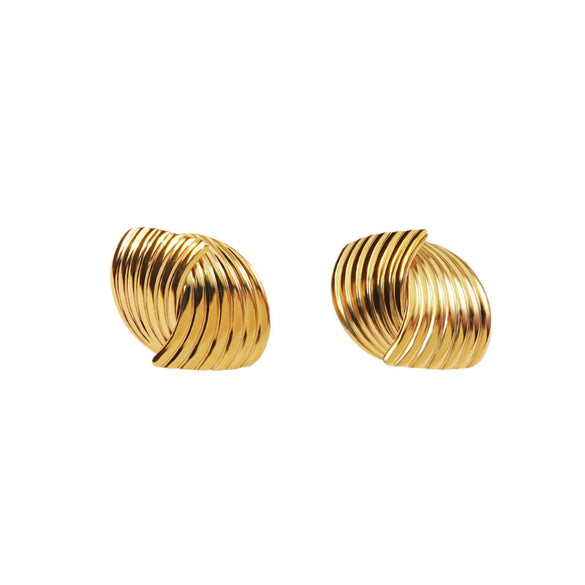 Wholesale Women's Stainless Steel Geometric Striped Cross Electroplated Earrings Light Luxury Highend