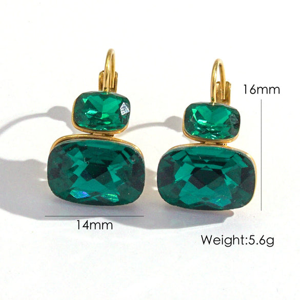 Wholesale Women's Stainless Steel Geometric Style Earrings Inlaid With Colorful Zircon And Set With Diamonds In Ins Luxury Style With Vacuum Furnace Electroplating