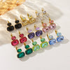 Wholesale Women's Stainless Steel Geometric Style Earrings Inlaid With Colorful Zircon And Set With Diamonds In Ins Luxury Style With Vacuum Furnace Electroplating