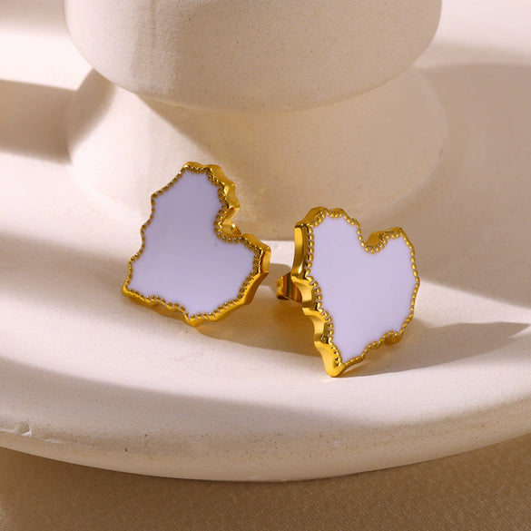 Wholesale Women's Stainless Steel Geometric Style Earrings With Wing Texture And Electroplating