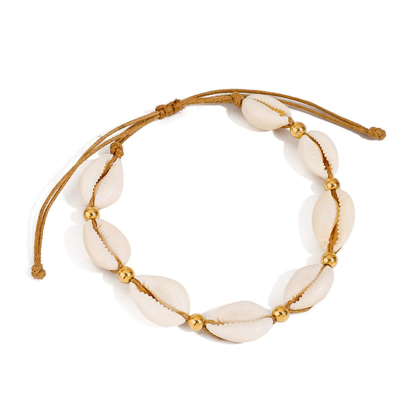 Wholesale Women's Stainless Steel Geometric Style Electroplated Adjustable Anklet