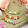 Wholesale Women's Stainless Steel Geometric Style Electroplated Flower Rice Beads Bracelet