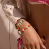 Wholesale Women's Stainless Steel Geometric Style Electroplated Flower Rice Beads Bracelet
