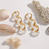 Wholesale Women's Stainless Steel Geometric Style Electroplated Pearl Ring Buckle Earrings