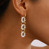 Wholesale Women's Stainless Steel Geometric Style Electroplated Pearl Ring Buckle Earrings