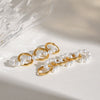 Wholesale Women's Stainless Steel Geometric Style Electroplated Pearl Ring Buckle Earrings