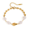 Wholesale Women's Stainless Steel Geometric Style Electroplated Specialshaped Pearl Bracelet