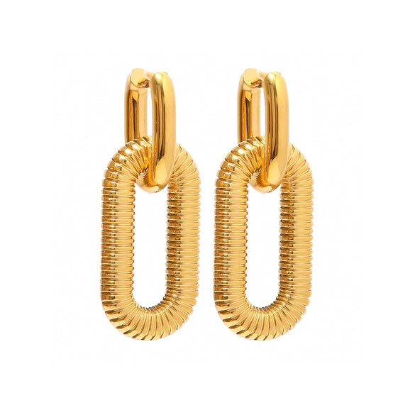 Wholesale Women's Stainless Steel Geometric Style Ins Luxury Exaggerated Chain Pendant Earrings With Electroplating