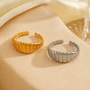 Wholesale Women's Stainless Steel Geometric Style Ring With 18K Gold Plated Electroplating