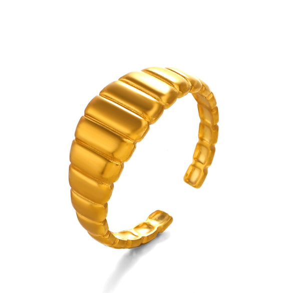 Wholesale Women's Stainless Steel Geometric Style Ring With 18K Gold Plated Electroplating