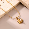 Wholesale Women's 316L Stainless Steel Geometric Sunflower Beads Collarbone Necklace 18K Gold Plated Light Luxury Style