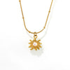 Wholesale Women's 316L Stainless Steel Geometric Sunflower Beads Collarbone Necklace 18K Gold Plated Light Luxury Style