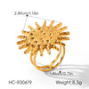Wholesale Women's Stainless Steel Geometric Sunflower Open Ring With Electroplating