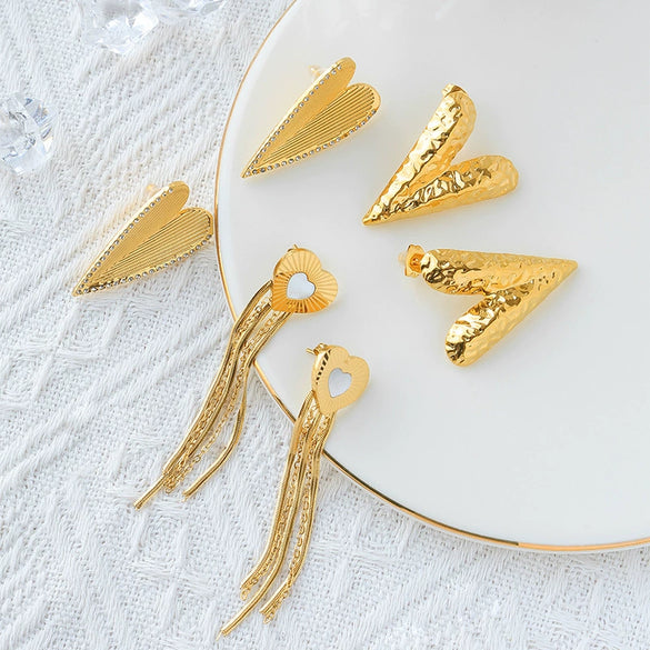 Wholesale Women's Stainless Steel Geometric Tassel Earrings With Electroplating Treatment Fashion Style