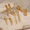 Wholesale Women's Stainless Steel Geometric Tassel Earrings With Electroplating