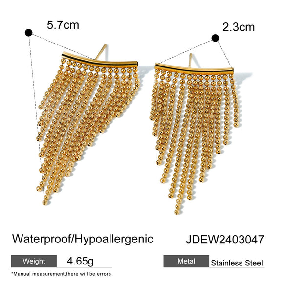 Wholesale Women's Stainless Steel Geometric Tassel Earrings With Electroplating