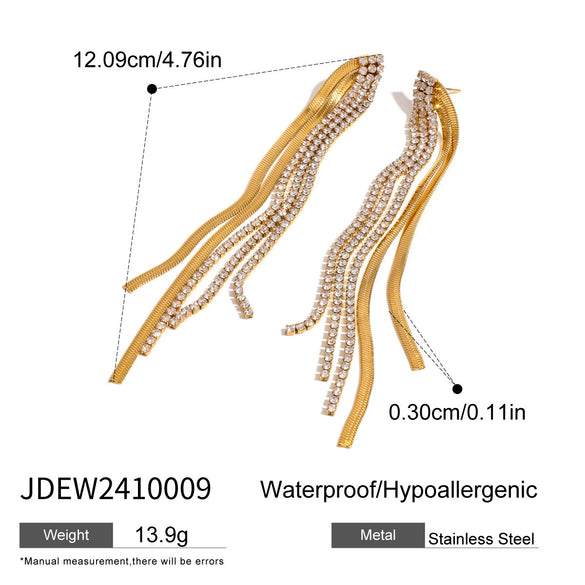 Wholesale Women's Stainless Steel Geometric Tassel Earrings With Electroplating