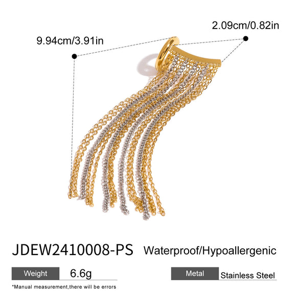 Wholesale Women's Stainless Steel Geometric Tassel Earrings With Electroplating
