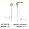 Wholesale Women's Stainless Steel Geometric Tassel Pearl Earrings With Electroplating And Original Minimalist Design