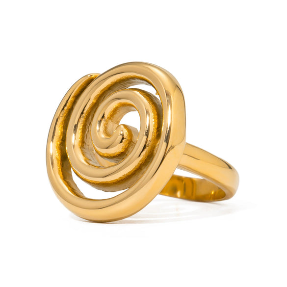Wholesale Women's Stainless Steel Geometric Threaded Rotating Ring Jewelry With Electroplating And Light Luxury Temperament