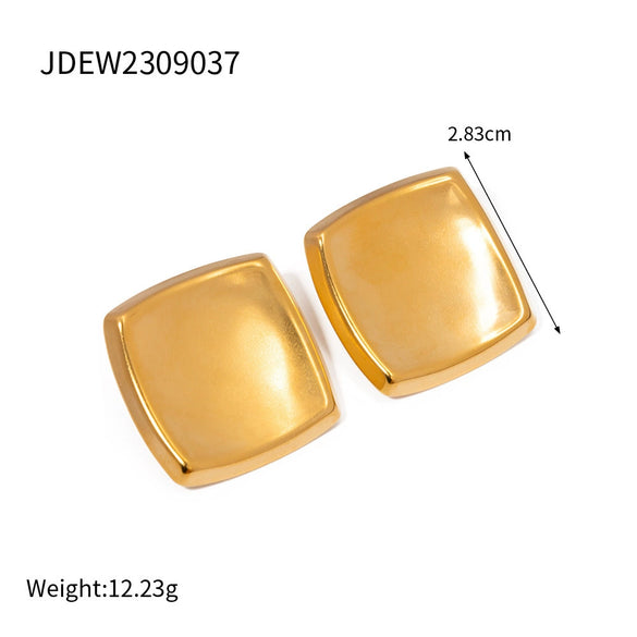 Wholesale Women's Stainless Steel Geometric Three Dimensional Square Rivet Electroplated Earrings