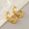 Wholesale Women's Stainless Steel Geometric Three Layer Electroplated Fashion Earrings