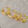 Wholesale Women's Stainless Steel Geometric Three Layer Electroplated Fashion Earrings
