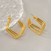 Wholesale Women's Stainless Steel Geometric Three Layer Electroplated Fashion Earrings