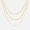 Wholesale Women's Stainless Steel Geometric Three Layer Necklace With Vacuum Plated 18K Gold And Melon Seed Chain