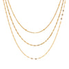 Wholesale Women's Stainless Steel Geometric Three Layer Necklace With Vacuum Plated 18K Gold And Melon Seed Chain