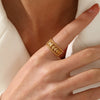 Wholesale Women's Stainless Steel Geometric Three Layer Opening Adjustable Ring 18K Gold Plated