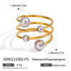 Wholesale Women's Stainless Steel Geometric Three Layer Opening Adjustable Ring With Gold And Silver Color Matching And Set With Pearls