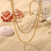 Wholesale Women's Stainless Steel Geometric Three Layer Pearl Chain Necklace With Electroplating French Classic Style